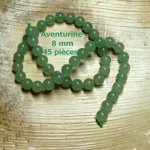 AVENTURINE 1 brin 45 perles 8 mm//perles pierres gemmes naturelles//Diy bijoux