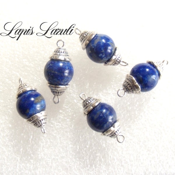 5 Connecteurs perles Lapis Lazuli//fournitures apprêts pour bijoux