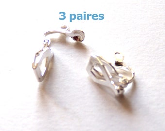 3 paires attaches boucles d'oreilles à pinces//supports boucles oreilles non percées