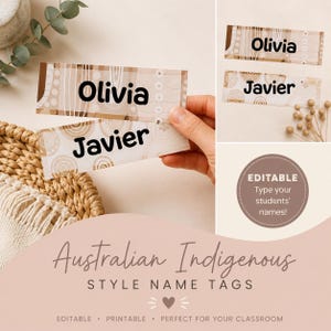 Australian Indigenous Style Editable Name Tags | Classroom Decor (Digital Download)