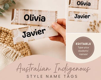 Australian Indigenous Style Editable Name Tags | Classroom Decor (Digital Download)