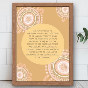 Acknowledgement of Country sign | Aboriginal art | Digital File | Neutral | Editable