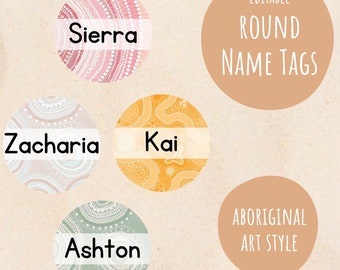 Australian Aboriginal Name Tags | Round | Digital Download | Printables |