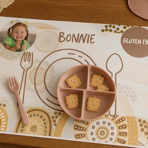 Editable Childcare Placemats | Indigenous-Inspired Style | Preschool Table Mats | Name & Allergy Labels | Instant Digital Download