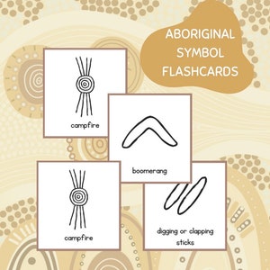 Tarjetas didácticas de los indígenas australianos / Paquete de aprendizaje de símbolos aborígenes / Recurso imprimible para el aula / Tarjetas didácticas educativas / Digital