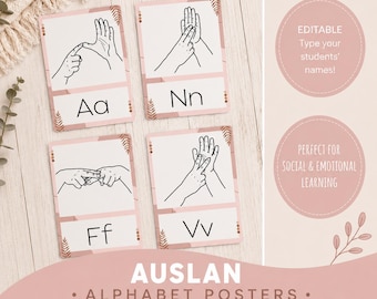 Boho Auslan Alphabet Posters: Neutral Classroom Decor (Digital Download)