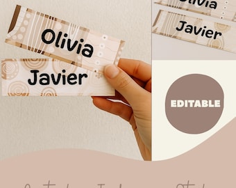 Editable Name Tags | Indigenous-Inspired Classroom Labels | Printable Name Plates for Teacher Desk | Traditional Colours | Digital Download