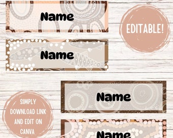 Australian Aboriginal Name Tags | Digital Download | Printables | Traditional Colours