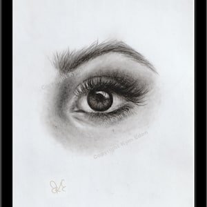 The Eye Realistic Hand drawn graphite illustration of a human eye, YOU download&gt;Print&gt;Frame&gt;Hang Digital file excellent quality for Printing