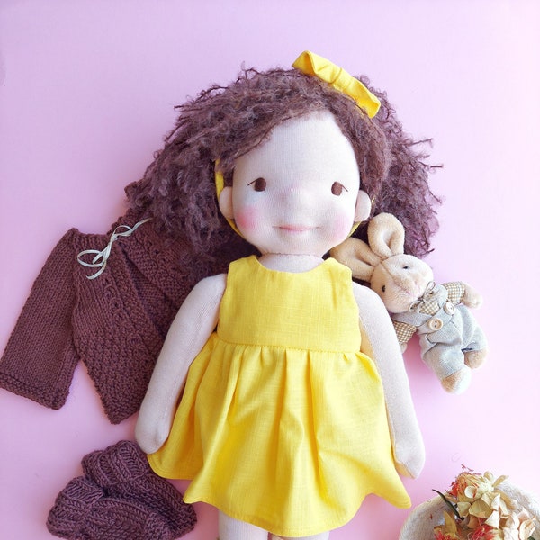 Waldorf girl doll with clothes, 17 inches unique handmade baby gift