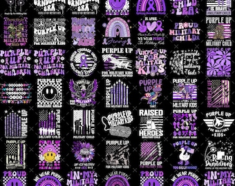 Purple Up für Militärkinder PNG-Bundle, Purple Up Day Sublimatino Designs, Monat des Militärkindes PNG, Unterstützung Militärkinder Png