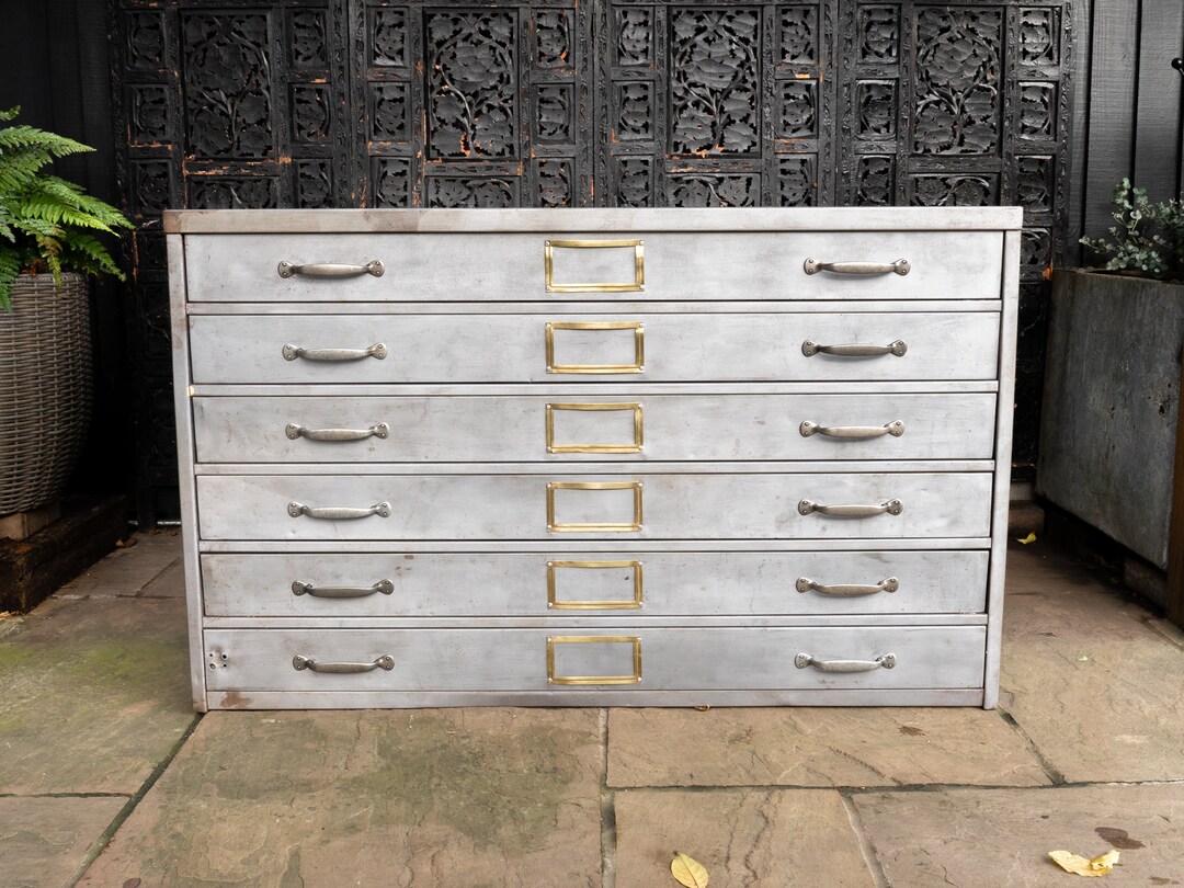 Vintage Industrial Metal Architect Drawers / Plan Chest Etsy UK