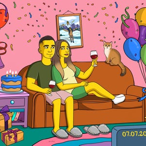 Portrait de famille personnalisé des Simpsons, portrait personnalisé des Simpsons, cadeau Simpsons, portrait de la famille des Simpsons, portrait personnalisé des Simpsons, Rik