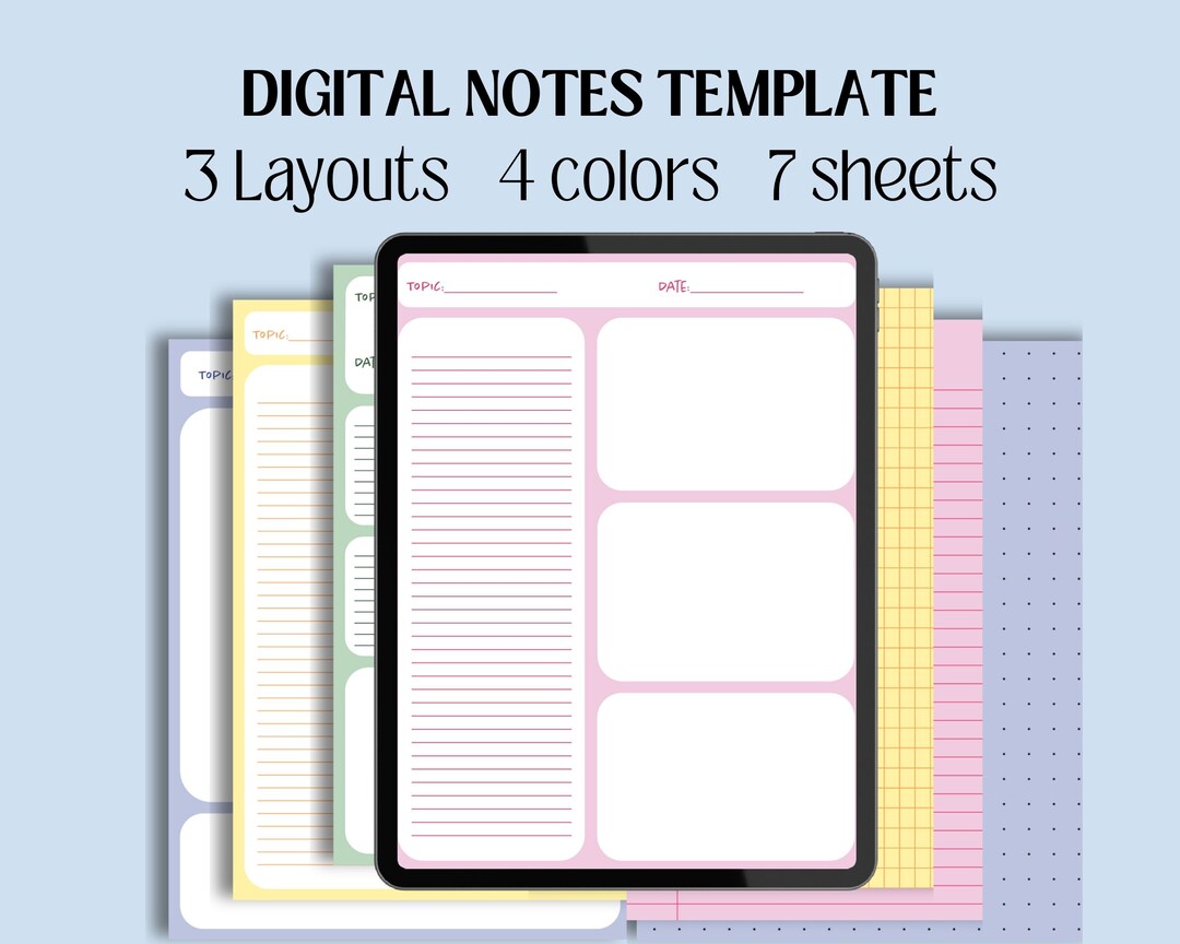 Pastel Note Template Set - Etsy