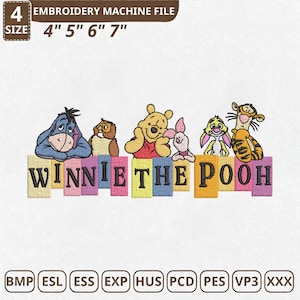 Pooh and Friends Charaktere Stickdatei, Winnie Puuh Stickdatei, Familienurlaub, Disneyland Emb