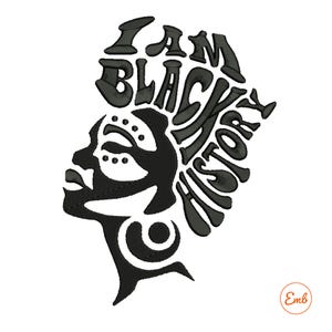 I am black  Embroidery Design