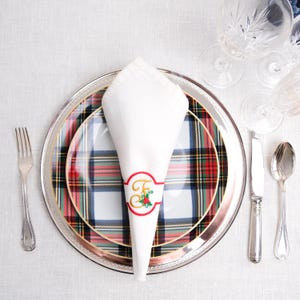 Personalisierte Weihnachtsmonogramm Serviettenringe, Leinen Serviettenhalter mit Initialstickerei - Perfektes Weihnachts- & Erntedankgeschenk