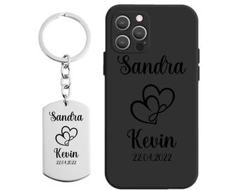 Pächen mobiele telefoonhoesje hart en roestvrijstalen sleutelhanger / gepersonaliseerd hoesje / hoesje / smartphone / individueel / iPhone / Samsung / Apple