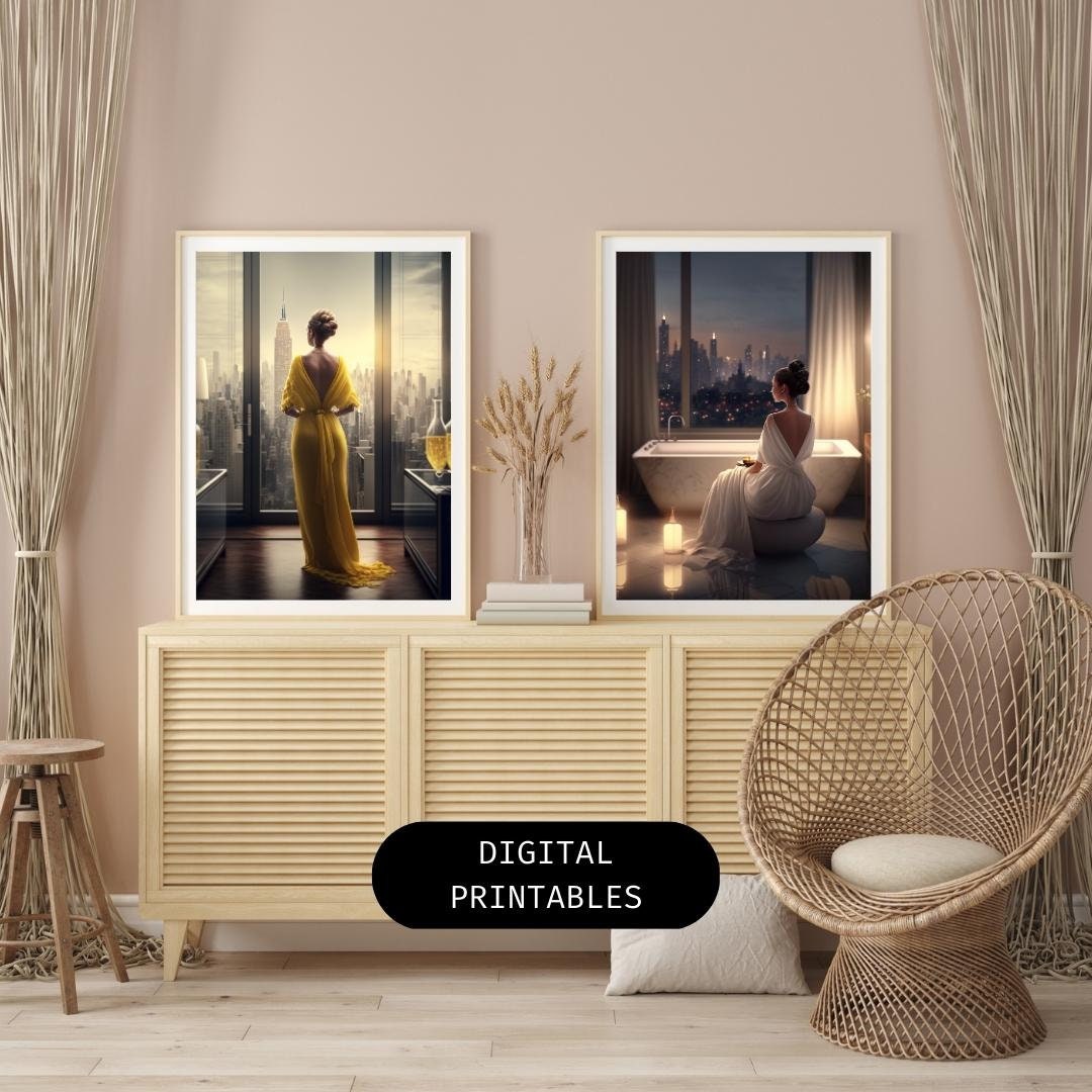 Set of 2 Digital Printable Product Instant Download Women Wall Art