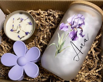 Personalized Gift Box for Her, Birthday Gift Friend, Birthday Basket Gift, Birth Month Flower Gift, Gift for Mom