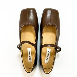 Eco-leer Mary Jane flats in retrostijl met effen neus Vintage zachte riem Mary Janes Klassieke wit zwart bruin Mary Jane schoenen Bruin