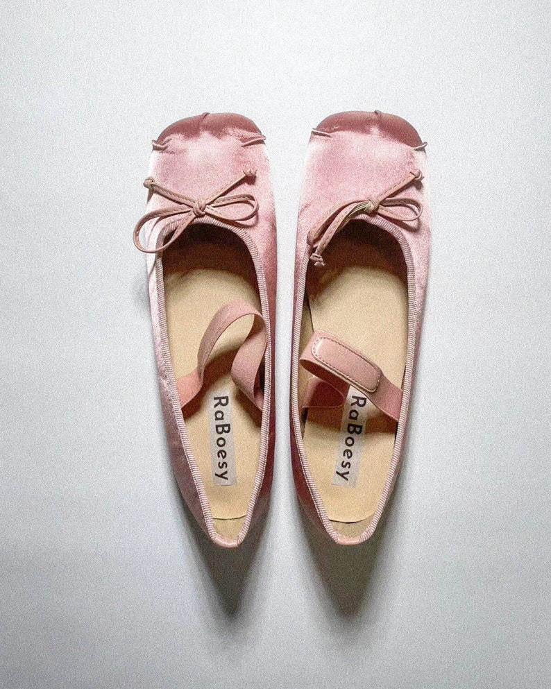 Classic Satin Bow Tie Ballet Flats Women Pink Beige Foldable Ballerina Round Toe Comfortable Ballet Shoes For Ladies Vintage Balletcore Pink