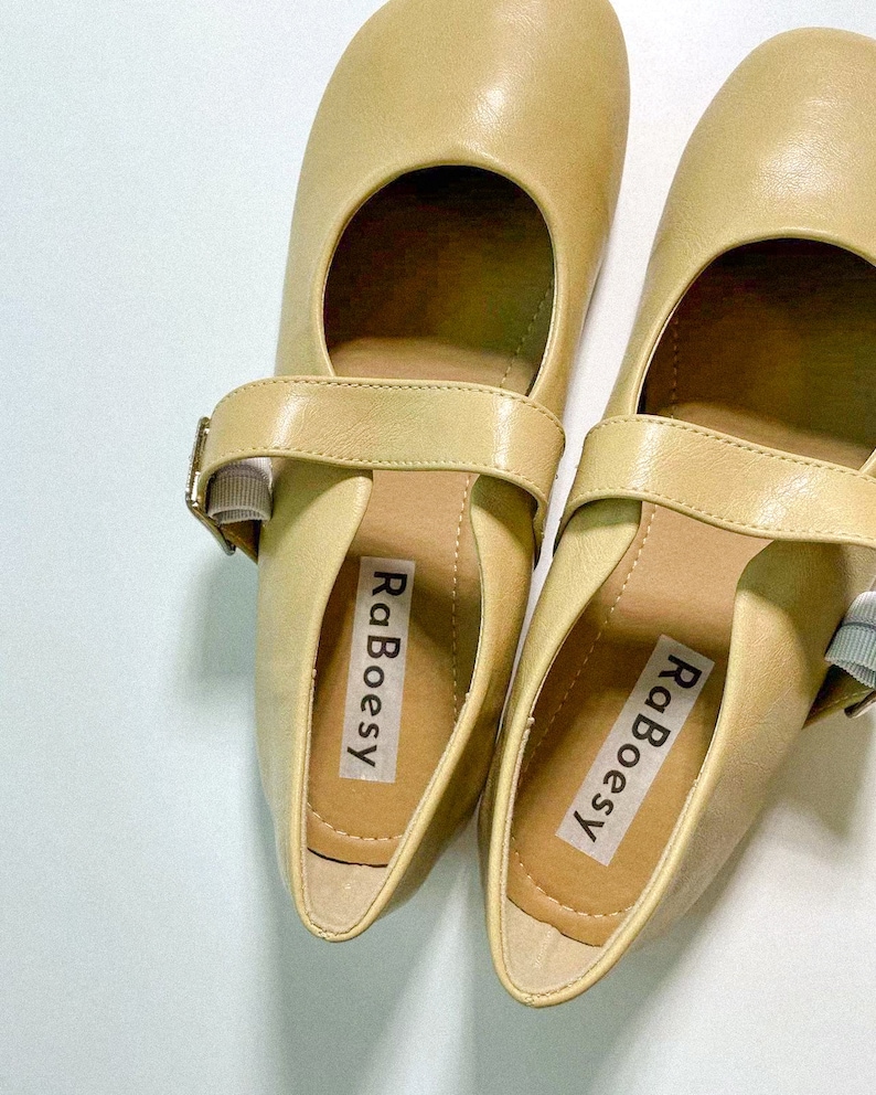 Eco cuero estilo retro punta redonda Mary Jane Flats / Vintage correa ajustable Mary Janes para pies anchos / mujeres suaves Mary Jane zapatos imagen 8