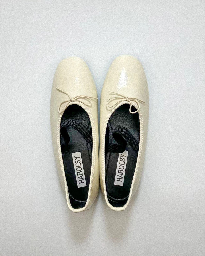 Leather Round Toe Flexible Band Ballerinas Cute Sliver Foldable Ballet Flats Elastic Strap Tie Bow Ballet Shoes image 7