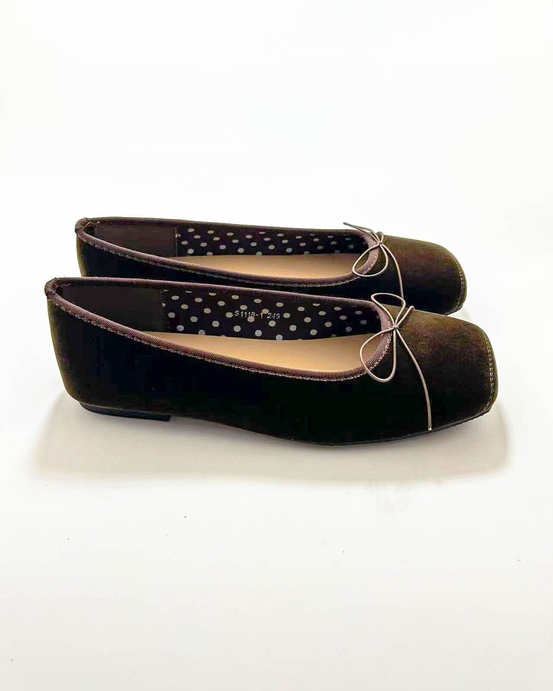 Genuine Leather Vintage Ballet Flats Square Toe Women's Shoes