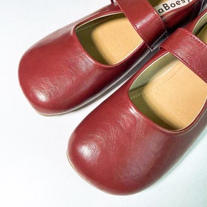 Eco cuero estilo retro punta redonda Mary Jane Flats / Vintage correa ajustable Mary Janes para pies anchos / mujeres suaves Mary Jane zapatos imagen 9