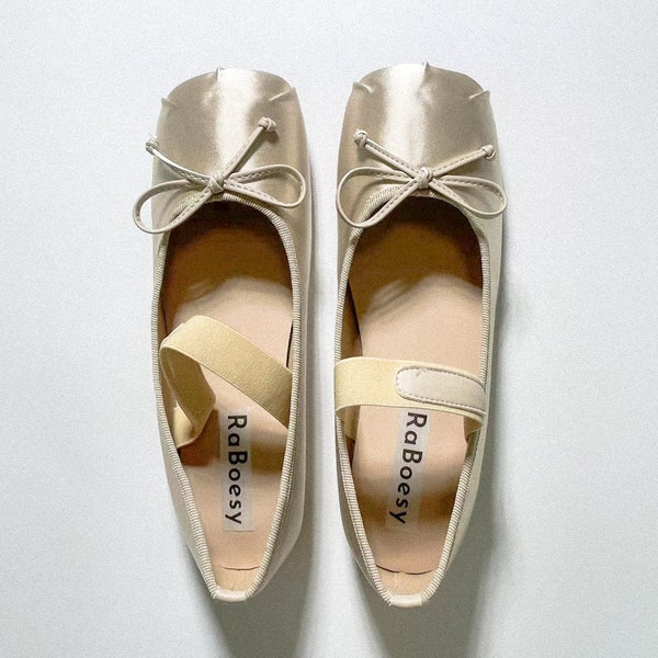 Classic Satin Bow Tie Ballet Flats | Women Pink Beige Foldable Ballerina| Round Toe Comfortable Ballet Shoes For Ladies | Vintage Balletcore