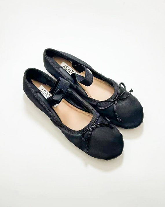 Satin Round Toe Ballerinas Pink White Black Foldable Ballet Flats Toe Bow Balletcore Shoes Retro Cute Style Ballet Shoes