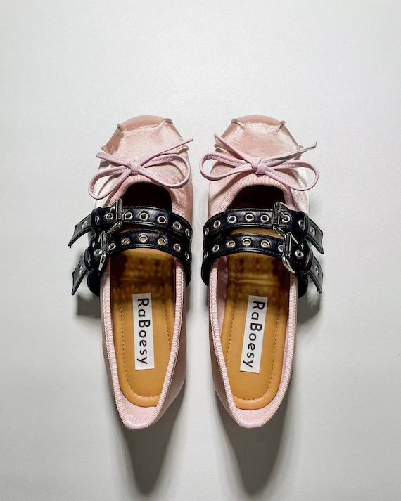 MIU MIU レザー バレエシューズ バレリーナ ダブルストラップ フラット