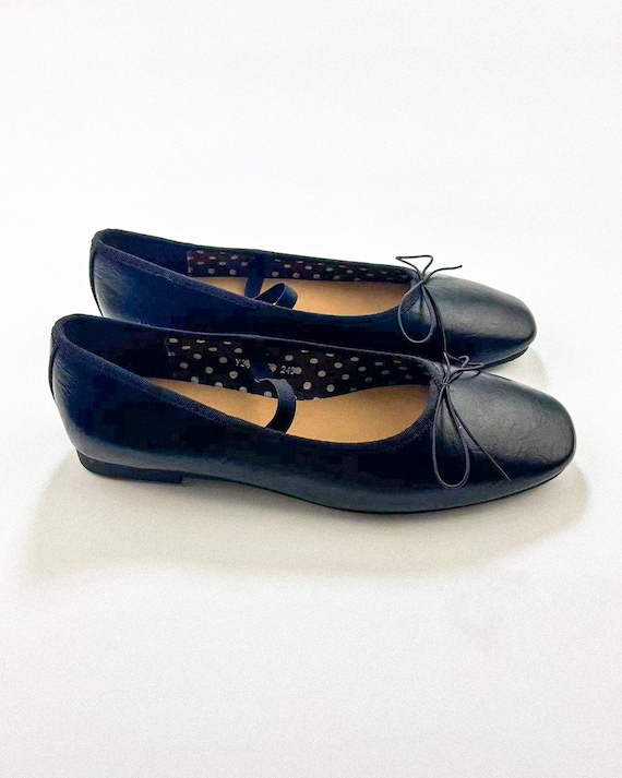 Ballerine da donna con punta a punta in pelle e fascia regolabile Ballerina con fascia flessibile nera e rossa in stile retro Scarpe da donna per camminare ogni giorno Etsy Italia