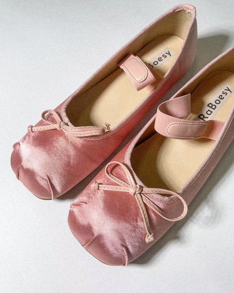 Ballerines classiques en satin à nœud papillon Ballerine pliable rose et beige Femme Ballerines confortables à bout rond pour femmes Vintage Balletcore image 8