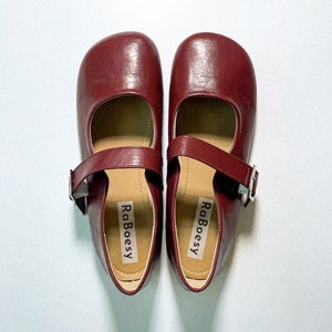 Eco Leather Retro Style Round Toe Mary Jane Flats | Vintage Adjustable Strap Mary Janes For Wide Feet | Soft Women Mary Jane Shoes