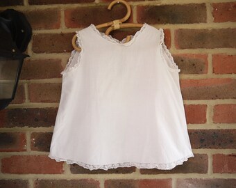 Vintage girls' vest top white cotton lace age 6/7 years