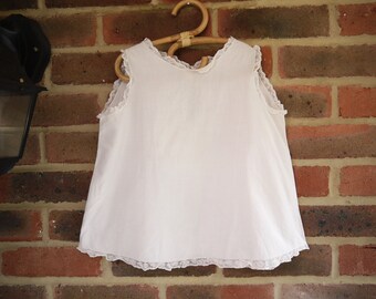 gilet vintage fille top dentelle de coton blanc âge 6/7 ans