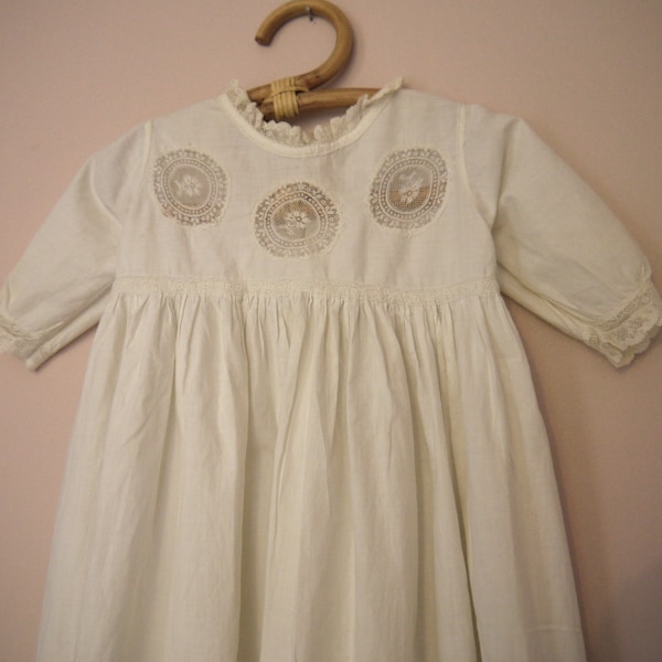 Vintage christening gown cotton and lace 12 months