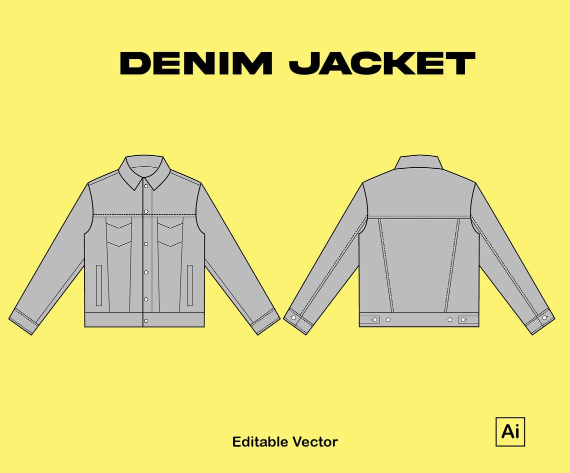 Denim Jacket Adobe Illustrator Tech Pack / Vector Drawing Etsy