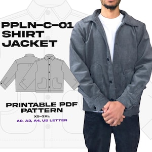 Chore Coat Sewing Pattern PDF | PPLN-C-001 | Shacket Pattern XS–3XL | Digital Download