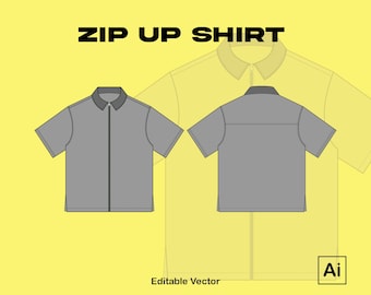 Zip Up Shirt Adobe Illustrator Tech Pack / Vector Drawing