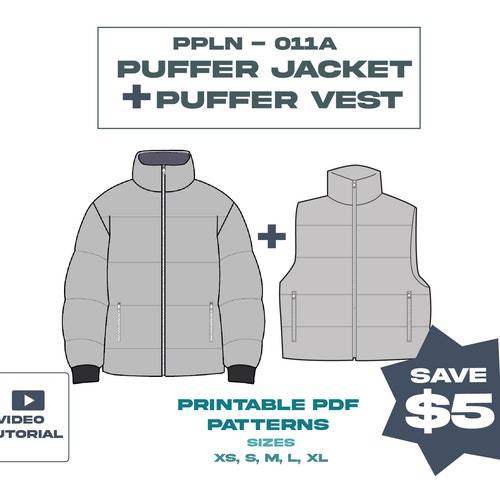 PPLN011 Puffer Jacket and Vest PDF Pattern Etsy