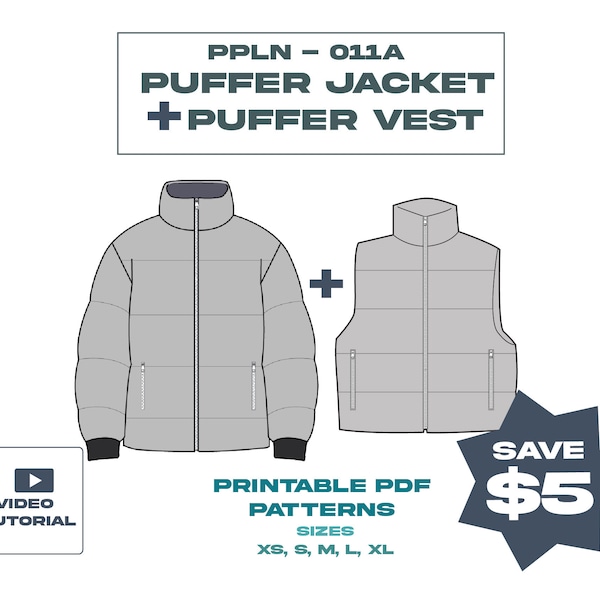 PPLN-011 Puffer Jacket and Vest PDF Pattern