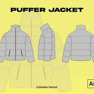 Puffer Jacket Adobe Illustrator Tech Pack / Vector Drawing