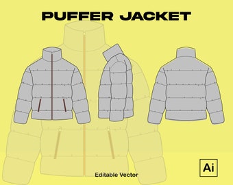 Puffer Jacket Adobe Illustrator Tech Pack / Vector Drawing