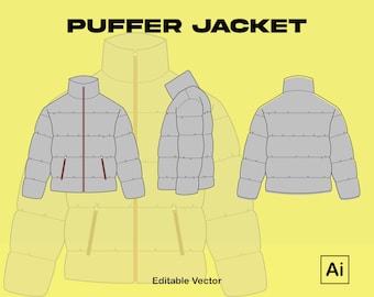 Puffer Jacket Adobe Illustrator Tech Pack / Vector Drawing