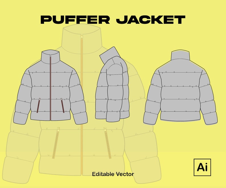Puffer Jacket Adobe Illustrator Tech Pack / Vector Drawing - Etsy