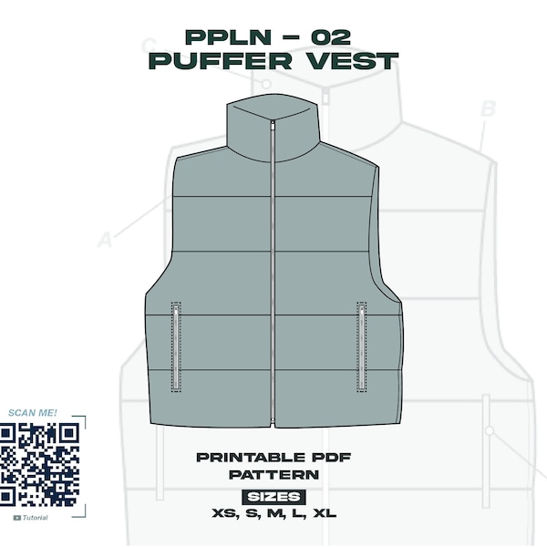 PPLN-02 Puffer Vest Printable PDF Pattern