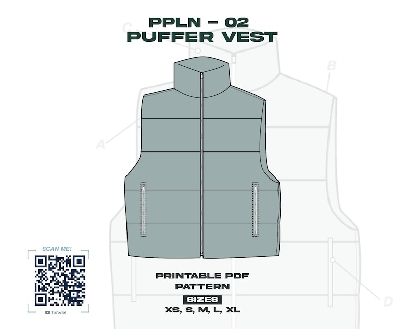 PPLN02 Puffer Vest Printable PDF Pattern Etsy